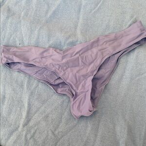 Rip Curl Pastel Lavender Swim Bottoms with Brass Logo and ruched back